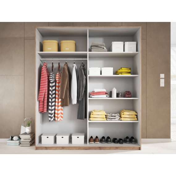 Garderobeskap Galaxy 220x210 cm - eik - speil - skyvedør