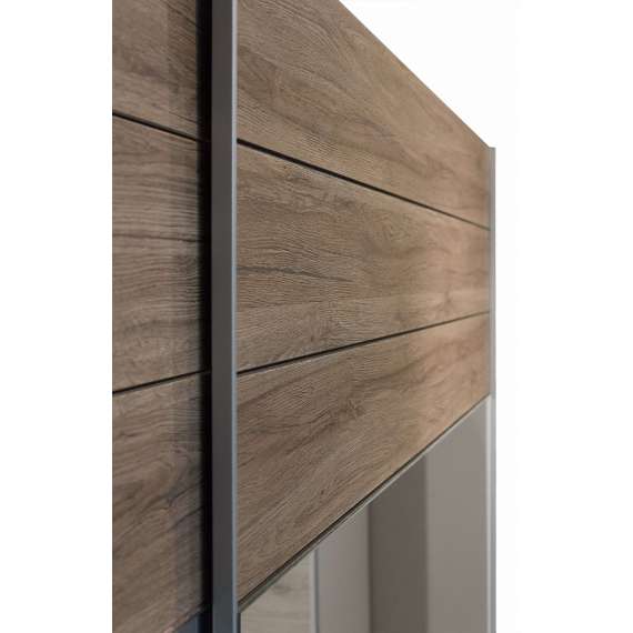 Garderobeskap Galaxy 220x210 cm - eik - speil - skyvedør