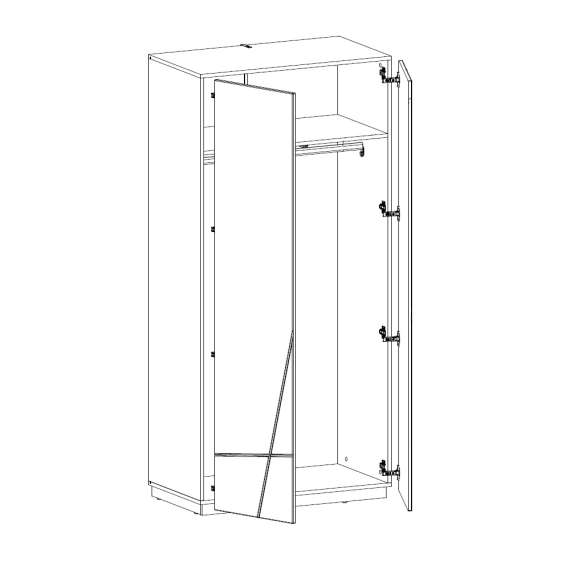 Garderobe Futura 90x191 cm - 2 dører - Hvit høyglans