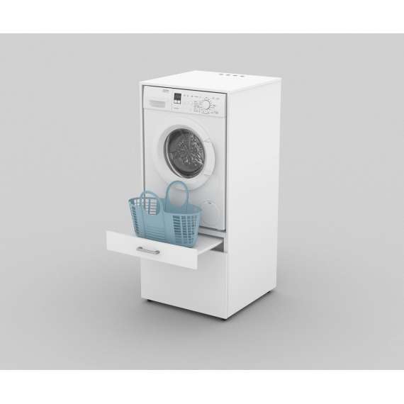 Vaskemaskinskap ASA 67x144 cm - med skuff - hvit
