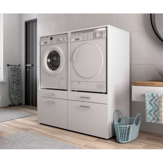 Vaskemaskinskap ASA 67x144 cm - med skuff - hvit