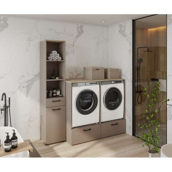 Skap til vaskerom ROTA 40x197 cm - med skittentøyskurv