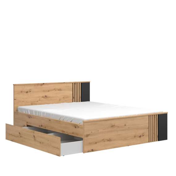 Seng Varbes 160x200 cm - eik artisan - svart matt - spiler