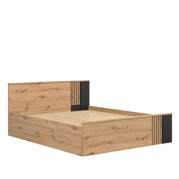 Seng Varbes 160x200 cm - eik artisan - svart matt - spiler