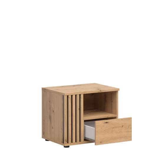 Nattbord Varbes  55x40 cm - 1 skuff - eik craft gold - svart matt