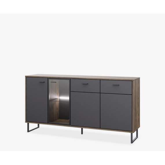 Skjenk Lozanna 169x87 cm - eik windmill - mørk grå - metall ben