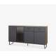 Skjenk Lozanna 169x87 cm - eik windmill - mørk grå - metall ben