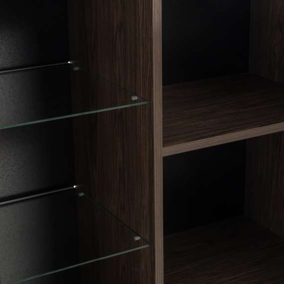 Vitrineskap Lozanna 88x134 cm - eik windmill - mørk grå - metall ben