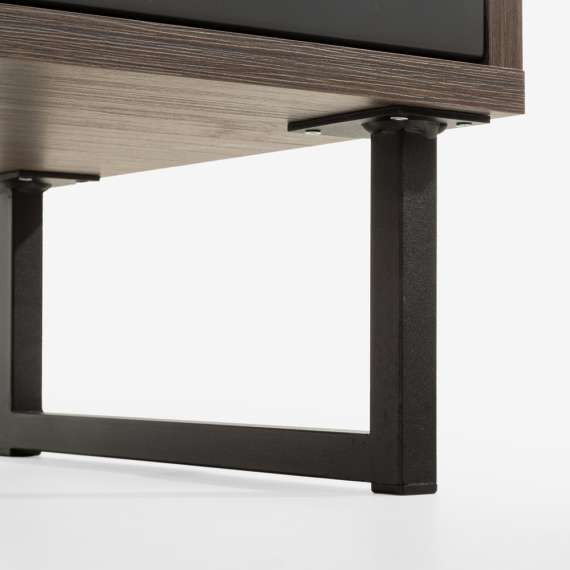 Vitrineskap Lozanna 88x134 cm - eik windmill - mørk grå - metall ben