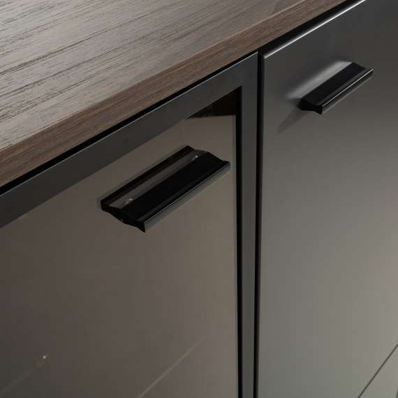 Vitrineskap Lozanna 88x134 cm - eik windmill - mørk grå - metall ben