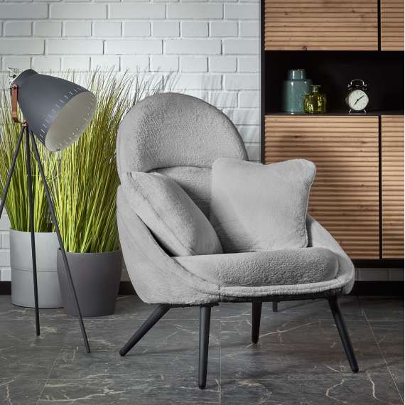 Lenestol Merry - grå - svart metall ben