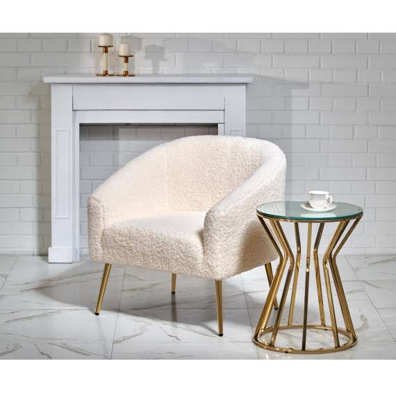 Lenestol Grifon - crem boucle - gul metall ben