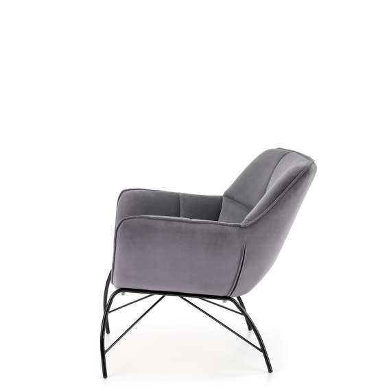 Lenestol Belton - grå velvet - metall ben