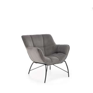 Lenestol Belton - grå velvet - metall ben