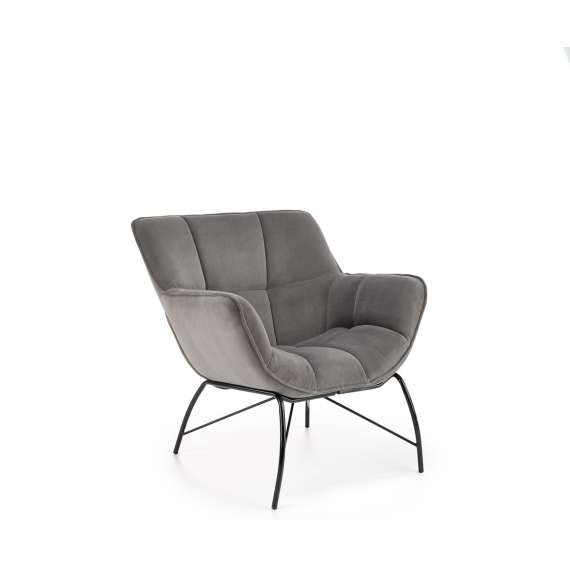 Lenestol Belton - grå velvet - metall ben