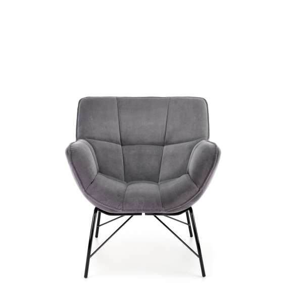Lenestol Belton - grå velvet - metall ben
