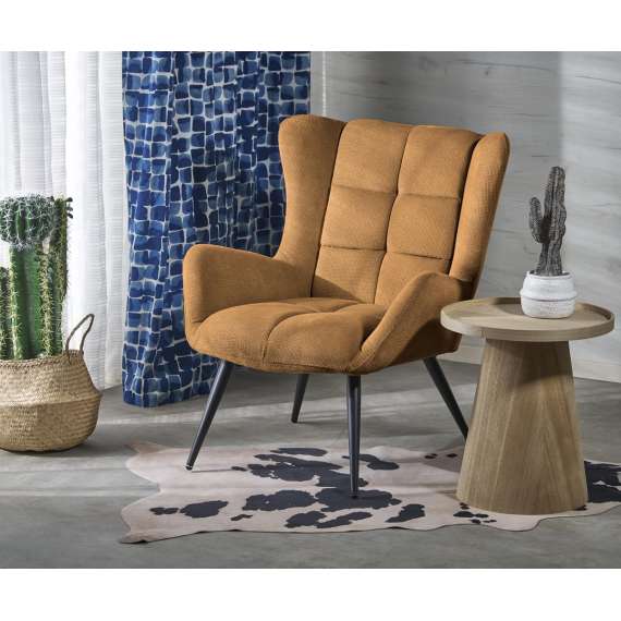 Lenestol Byron - sennepsgul - svart metall ben