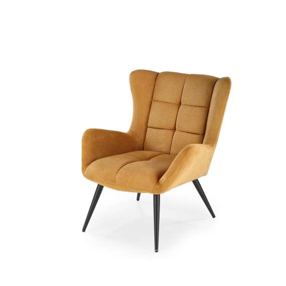 Lenestol Byron - sennepsgul - svart metall ben