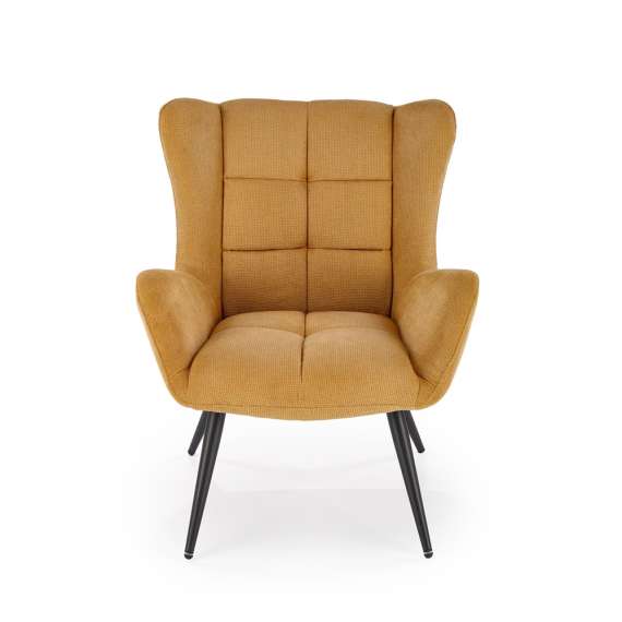 Lenestol Byron - sennepsgul - svart metall ben