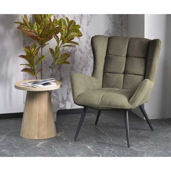 Lenestol Byron - oliven - svart metall ben