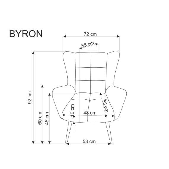 Lenestol Byron - oliven - svart metall ben