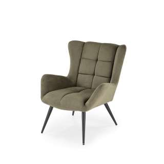 Lenestol Byron - oliven - svart metall ben