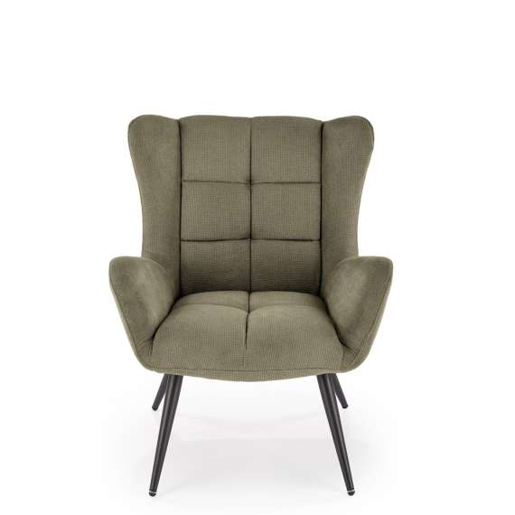 Lenestol Byron - oliven - svart metall ben