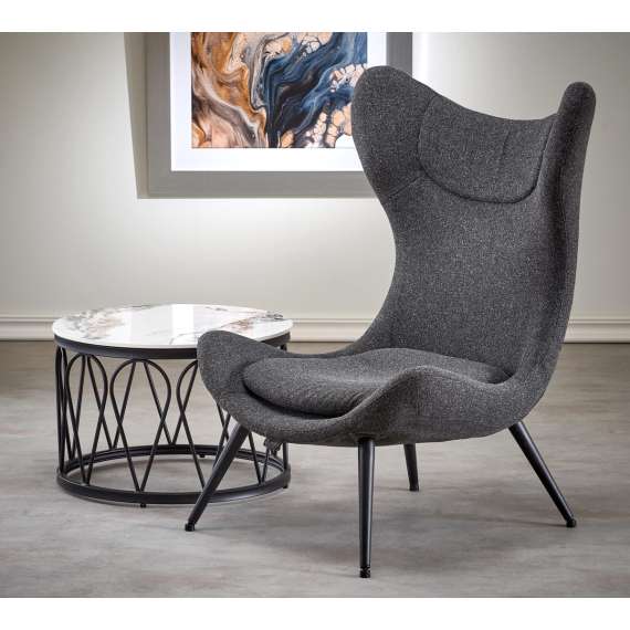 Lenestol Atlantis - antrasit - svart metall ben