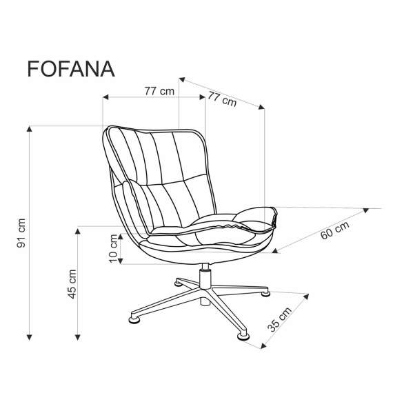 Lenestol Fofana - crem - svart metall ben