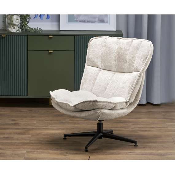 Lenestol Fofana - crem - svart metall ben