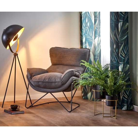 Lenestol Volker - grå - svart metall ben