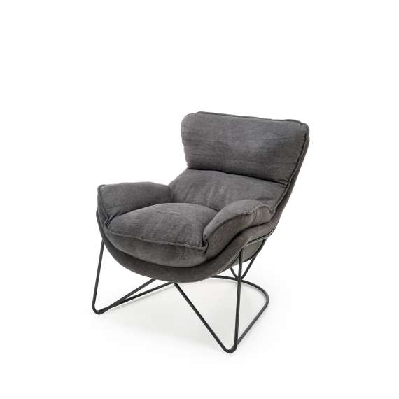 Lenestol Volker - grå - svart metall ben