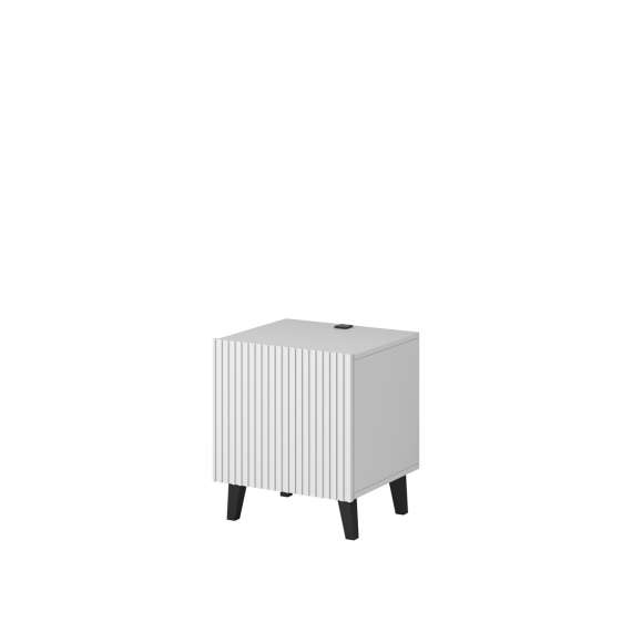 Nattbord Pafos - integrert USB-port - hvit matt - 1 dør - 2 stk sett