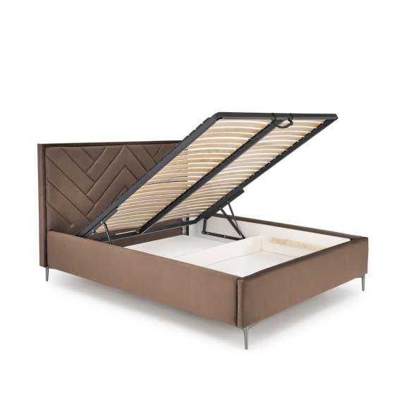 Seng Modulo W1 160x200 cm - velvet - metall ben - oppbevaringsplass