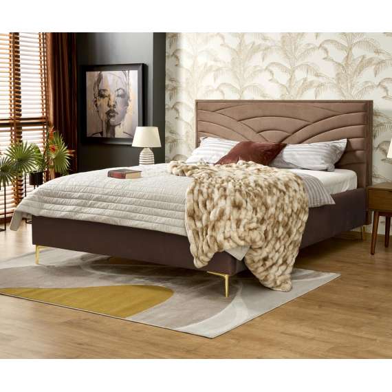 Seng Modulo W3 160x200 cm - velvet - metall ben - oppbevaringsplass