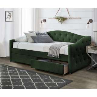 Dagseng Aloha 90x200 cm - 2 skuffer - grønn stoff