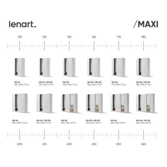 Garderobeskap Maxi 150x235 - hvit matt - speil