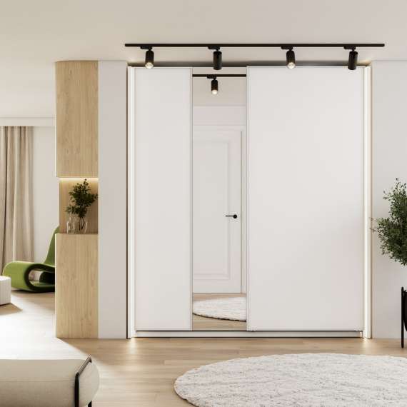 Garderobeskap Maxi 200x235 - hvit matt - speil