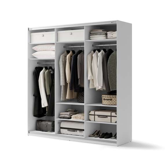 Garderobeskap Maxi 220x235 - hvit matt - speil