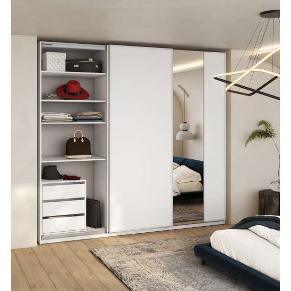 Garderobeskap Maxi 220x235 - hvit matt - speil