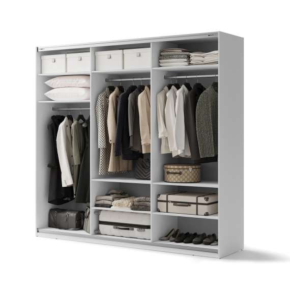 Garderobeskap Maxi 250x235 - hvit matt - speil