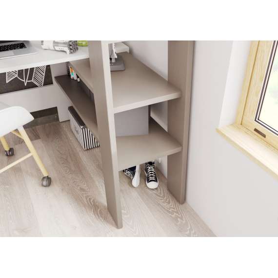 Loftseng Tom 90x200 - med madrass, skrivebord og garderobe