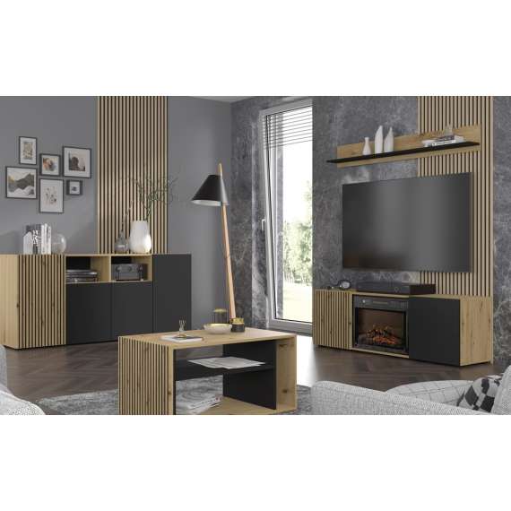 Tv-benk Auris 150x50 - 2 dører - elektrisk peis