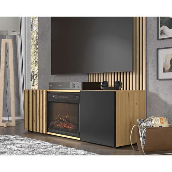 Tv-benk Auris 150x50 - 2 dører - elektrisk peis