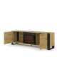 Tv-benk Mondi 180x58 cm - eik artisan - svart matt - 2 dører - elektrisk peis
