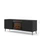 Tv-benk Ravena 170x63 cm - svart matt - 2 dører -  elektrisk peis