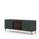 Tv-benk Ravena 170x63 cm - svart matt - grønn - 2 dører -  elektrisk peis
