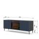 Tv-benk Ravena 170x63 cm - svart matt - marineblå - 2 dører -  elektrisk peis