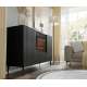 Skjenk Ravena 140x86 cm - svart matt - 3 dører -  elektrisk peis