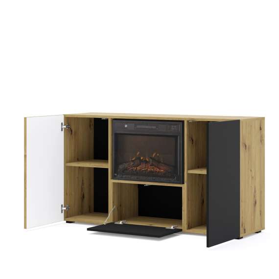 Skjenk Auris 150x82 - 3 dører - elektrisk peis